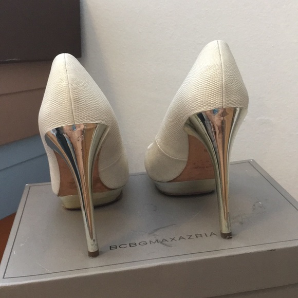 White platform peep toe with mirror heels - Picture 4 of 8